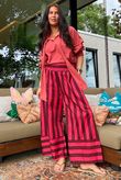 Bloc Stripe Wide Leg Pant Rhubarb Rose & Rioja